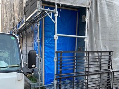 愛知県の住宅の解体工事のための養生