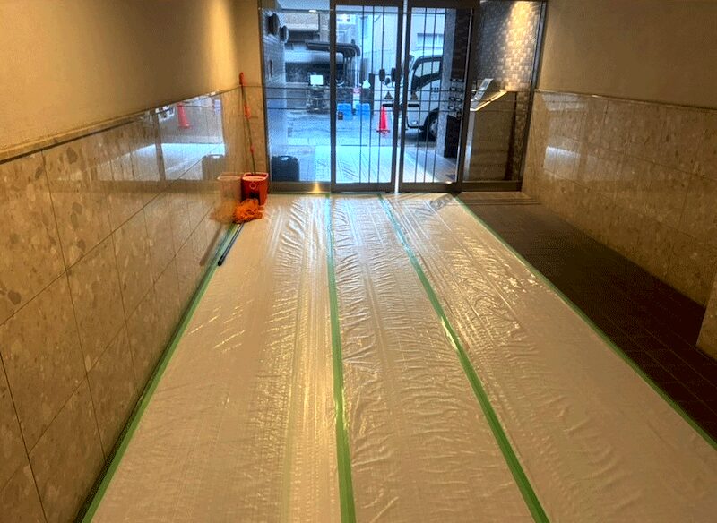 内装解体現場の養生